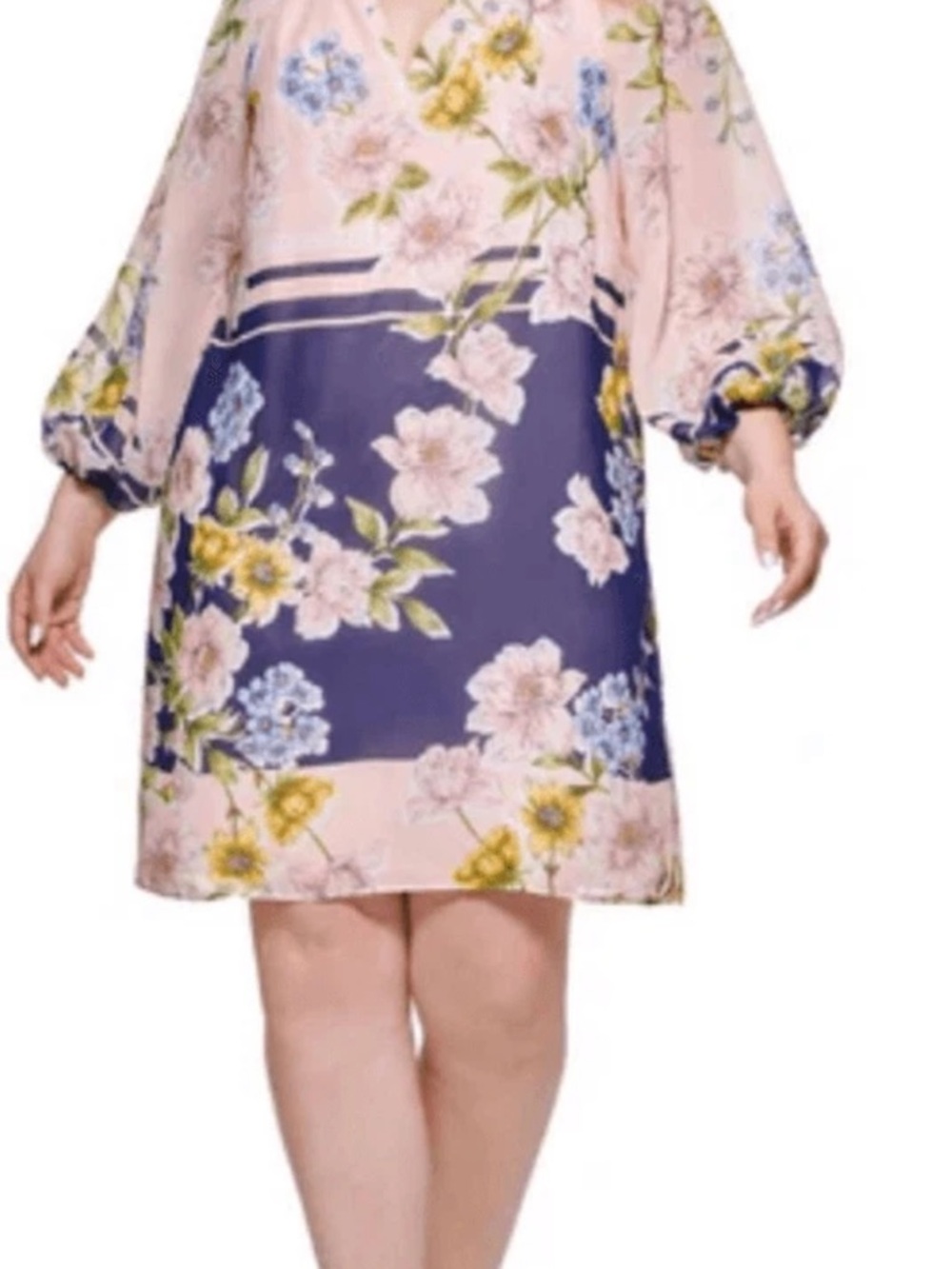 Vince Camuto Floral Puff Sleeve Dress Plus Size 20W Fit & Flare Spring Summer